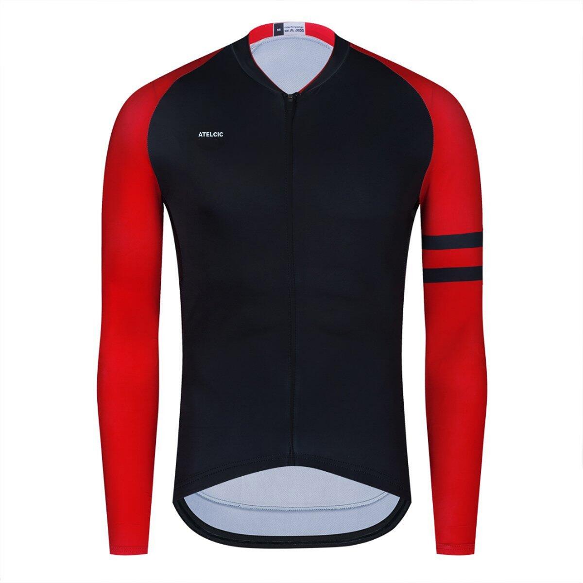 Mono De Ciclismo De Manga Larga Negro Y Rojo Otoño Mono De Ciclismo De Manga Larga Negro Y Rojo Otoño